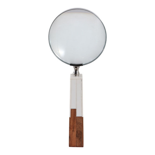 10" x 4 2-Toned Handle Magnifying Glass - White / Brown