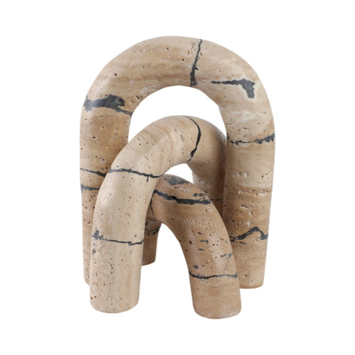 10" Gorda Crackle Travertine Arches (Set of 3) - Beige