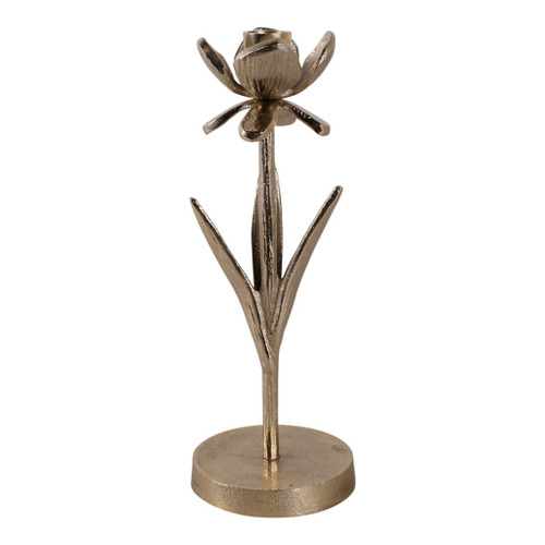 11" x 4 Flower Bloom Taper Holder - Champagne