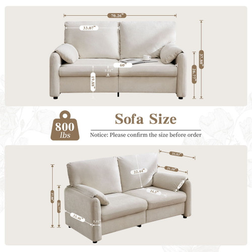 Modern Minimalist Down Filled Sofa