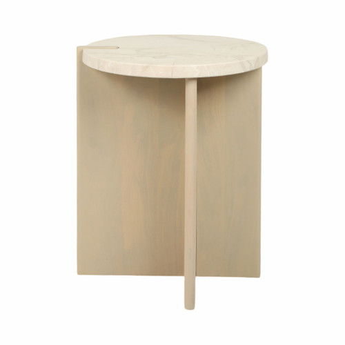 24" Connley Medium Marble And Wood Accent Table - Beige