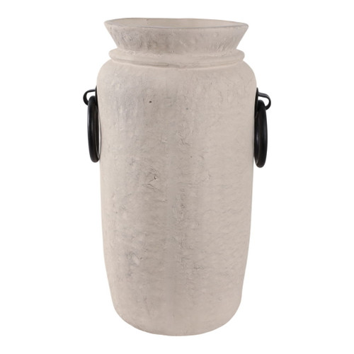 16" x 9" Ecomix Vase With Metal Handles - Ivory / Black