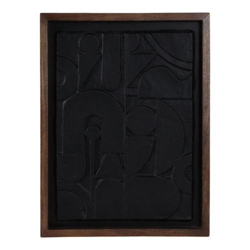 29" x 22" Paper Mache Wall Art - Black / Dark Brown