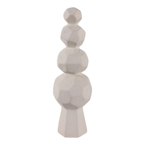 19" x 6" Faceted Rocks Paper Mache Sculpture - White
