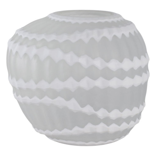 12" Warwick Small Carved Glass Vase - White