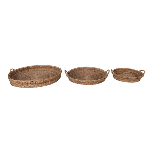 20" / 27" / 35" Rattan Woven Round Trays (Set of 3) - Natural