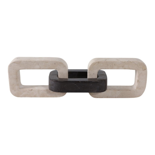 13" x 4 Marble Chain Link Object - Ivory / Black