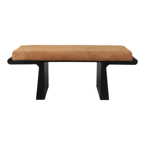 45" x 18" Suede Top Modern Bench - Brown / Black