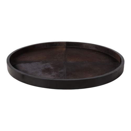 29" Hair On Hide Patchwork Tray - Brown