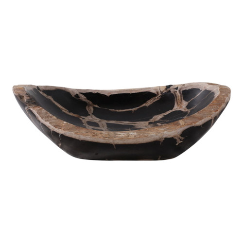 18" Petrified Wood Oval Bowl - Multi
