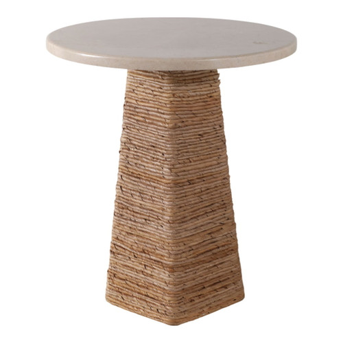 20 x 17" Marble Top Pandan Hex Base Accent Table - Ivory