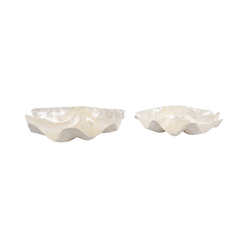 17" / 20" Capiz Shell Shaped Bowls (Set of 2) - Ivory