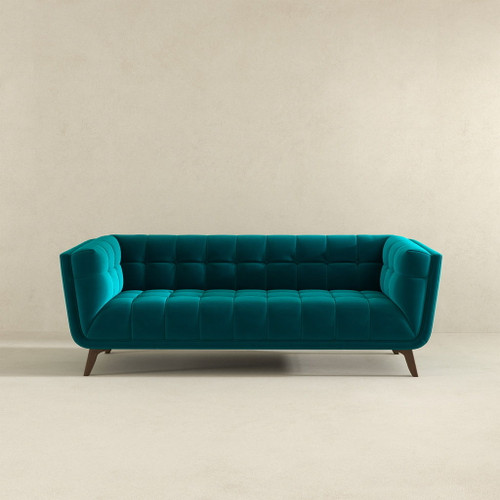 Addison - Large Velvet Sofa - Brown / Teal