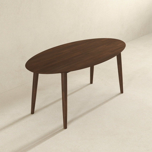 Ada - Mid-Century Modern Style Oval Dining Table - Brown