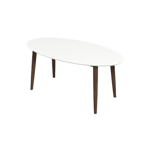 Ada - Mid-Century Modern Style Top Oval Dining Table - Brown / White