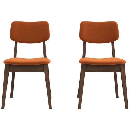 Carlos - Solid Back Side Chair (Set of 2) - Brown / Burnt Orange
