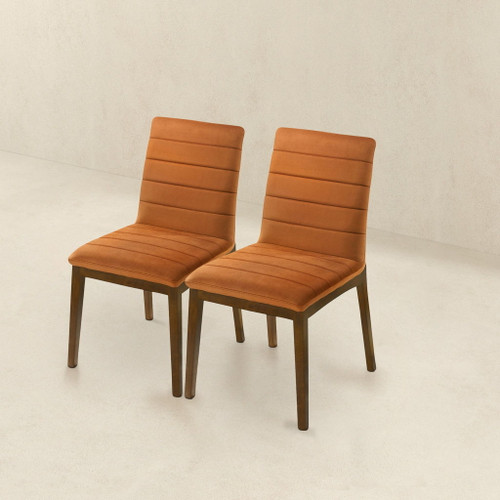 Ines - Dining Chair (Set of 2) - Brown / Burnt Orange