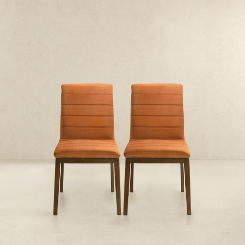 Ines - Dining Chair (Set of 2) - Brown / Burnt Orange