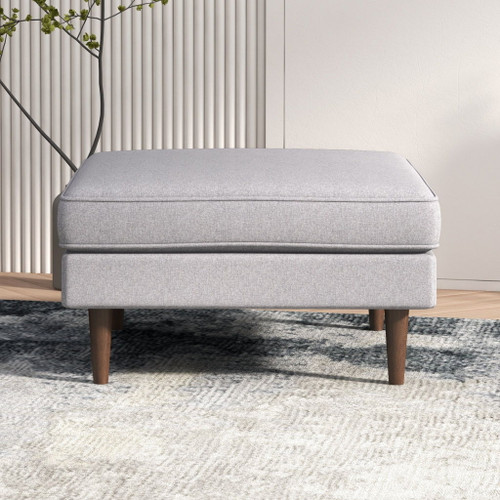 Amber - Square Upholstered Ottoman Linen - Light Gray