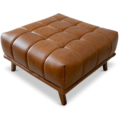 Addison - Square Upholstered Ottoman - Antique Brown / Brown / Cognac