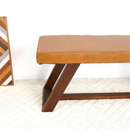 Marley - Genuine Leather Bench - Amber