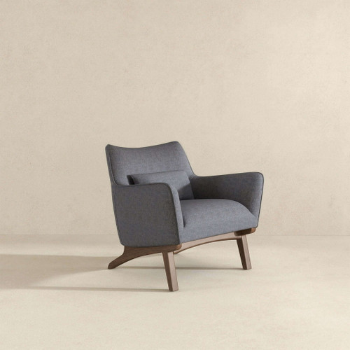 Brayden - Mid-Century Modern Side Linen Armchair - Gray / Wood