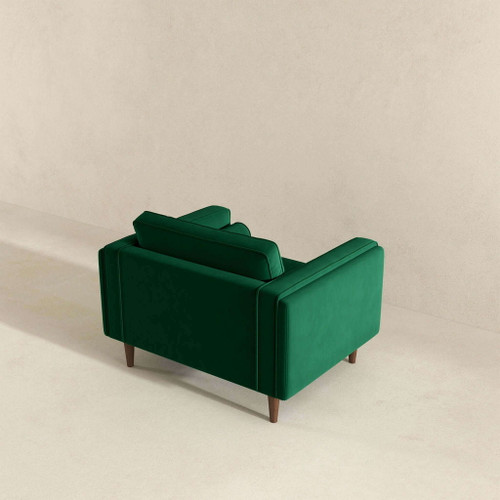 Amber - Velvet Lounge Chair - Brown / Dark Green