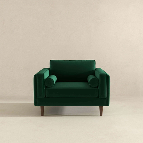 Amber - Velvet Lounge Chair - Brown / Dark Green