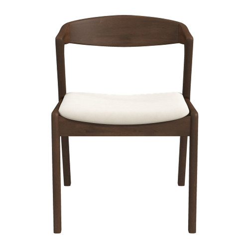 Dakota - Velvet Dining Chair (Set of 2) - Cream White / Dark Brown
