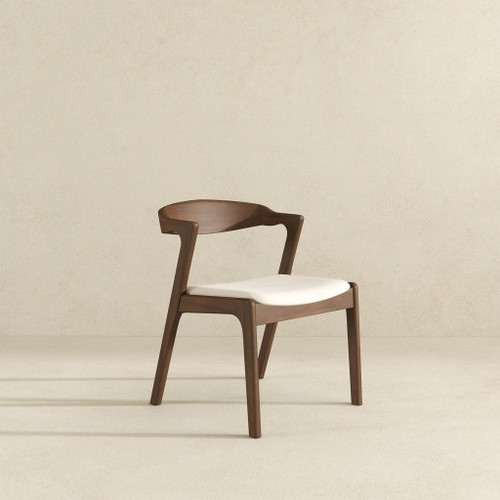 Dakota - Velvet Dining Chair (Set of 2) - Cream White / Dark Brown