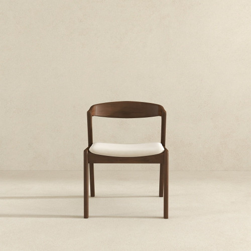 Dakota - Velvet Dining Chair (Set of 2) - Cream White / Dark Brown