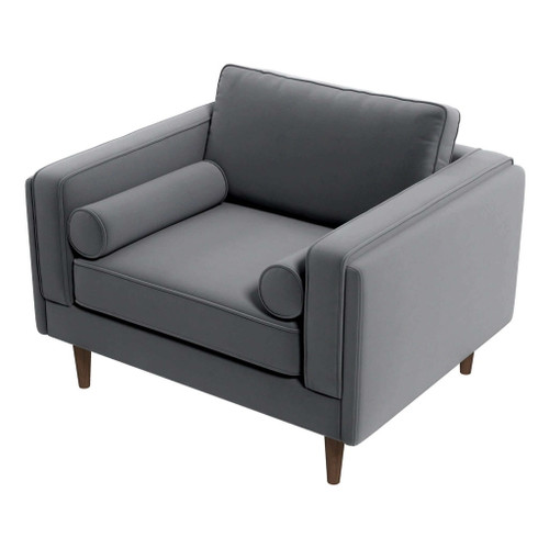 Amber - Velvet Lounge Chair - Brown / Gray