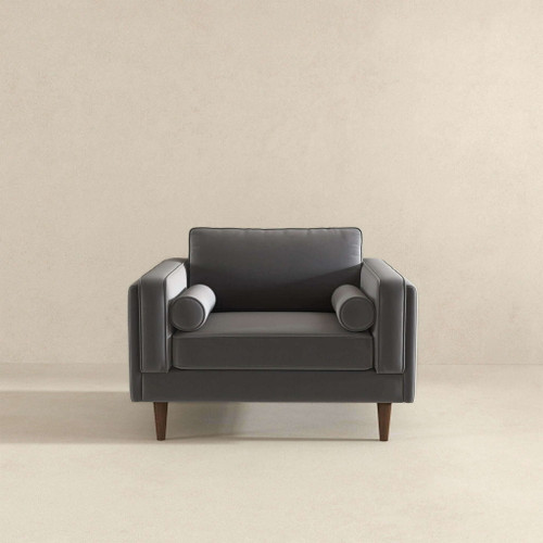 Amber - Velvet Lounge Chair - Brown / Gray
