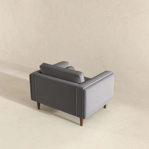 Amber - Velvet Lounge Chair - Brown / Gray