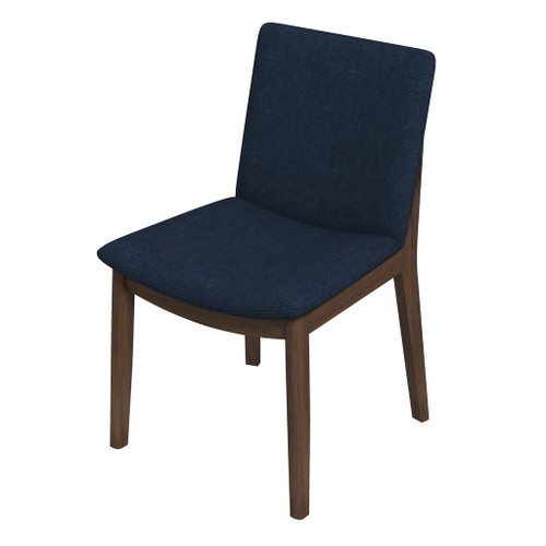 Laura - Linen Dining Chair (Set of 2) - Dark Blue / Dark Brown
