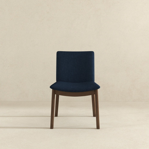 Laura - Linen Dining Chair (Set of 2) - Dark Blue / Dark Brown