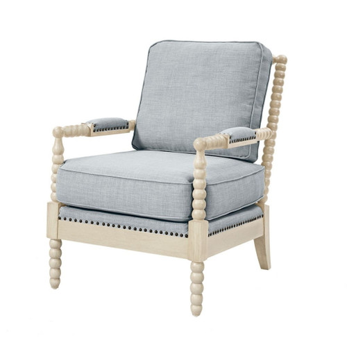 Arm Chair With Open Back Spindle Design - Ivory / Gray