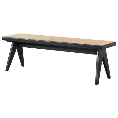 Keira - Bench - Black / Rattan