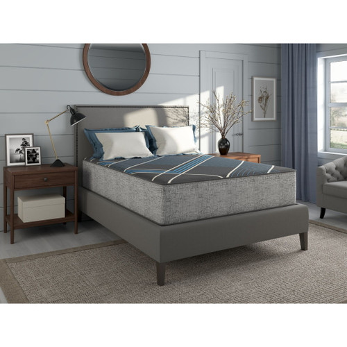 Tempagel - 13" Queen Size Plush Mattress With Dual Cooling - Gray / Blue