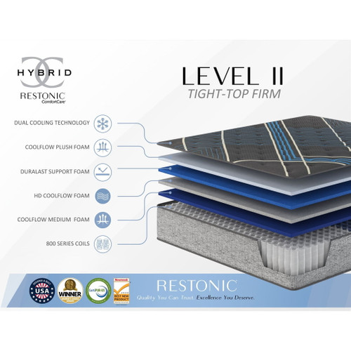 Tempagel - 13" California King Lux Firm Mattress With Advanced Cooling - Gray / Blue