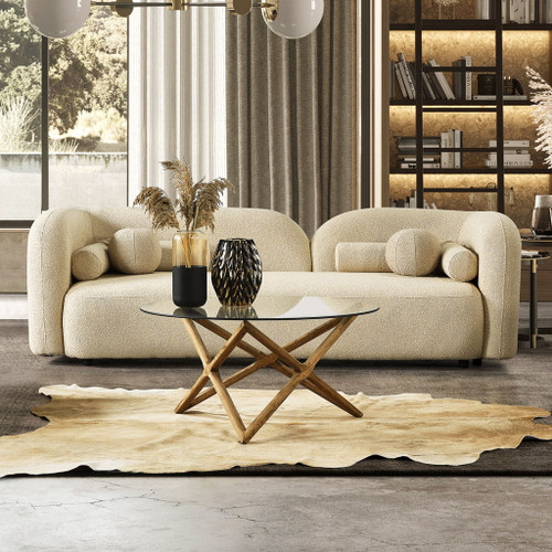 Donna - Japandi Style Boucle Sofa - Cream / Ivory