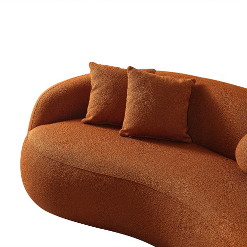 Drake - Japandi Style Curvy Boucle Sofa - Burnt Orange