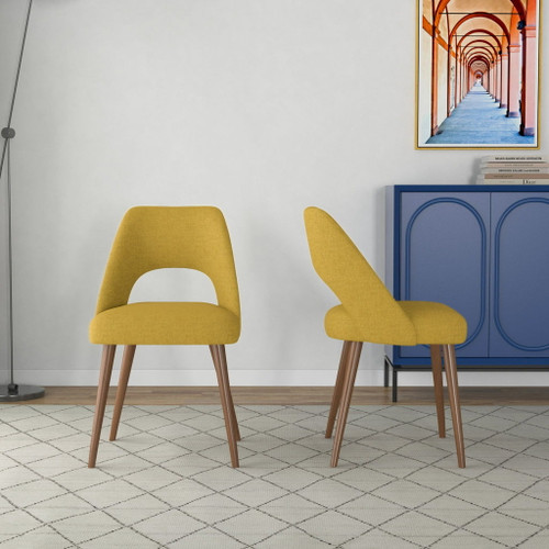 Juliana - Mid-Century Modern Dining Chair (Set of 2) - Brown / Yellow