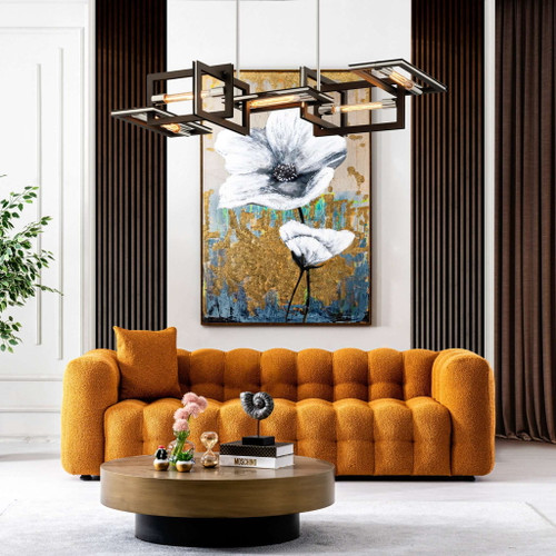 Eden - Modern Tufted Chesterfield Sofa - Burnt Orange / Orange