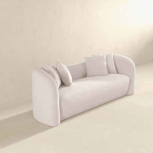Mason - Mid-Century Modern Luxury Tight Back Curvy Couch - White