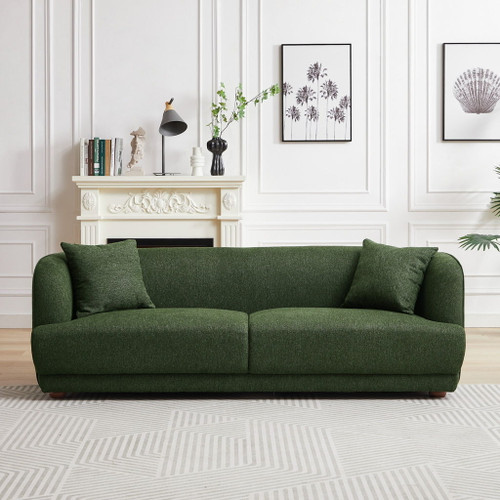 Larisa - Mid-Century Modern Linen Sofa - Dark Green