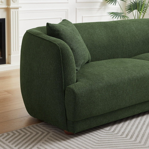 Larisa - Mid-Century Modern Linen Sofa - Dark Green