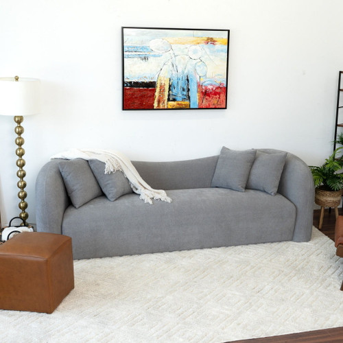 Mason - Mid Century Modern Luxury Tight Back Curvy Couch - Gray