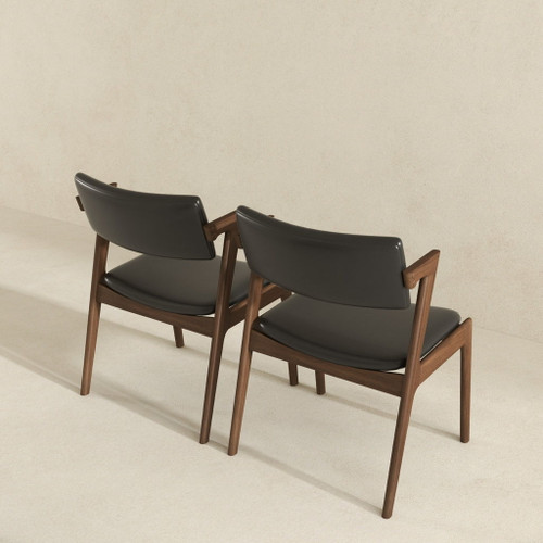 Edwin - Mid-Century Modern Dining Chair (Set of 2) - Black / Brown
