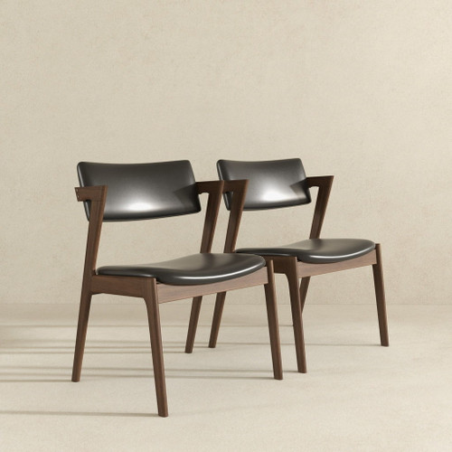 Edwin - Mid-Century Modern Dining Chair (Set of 2) - Black / Brown